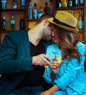 seducing woman in a bar