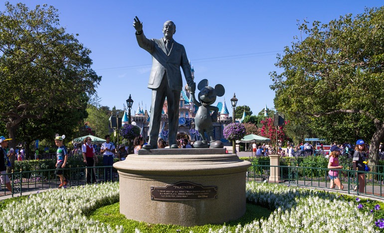 Walt Disney statue in Disneyland
