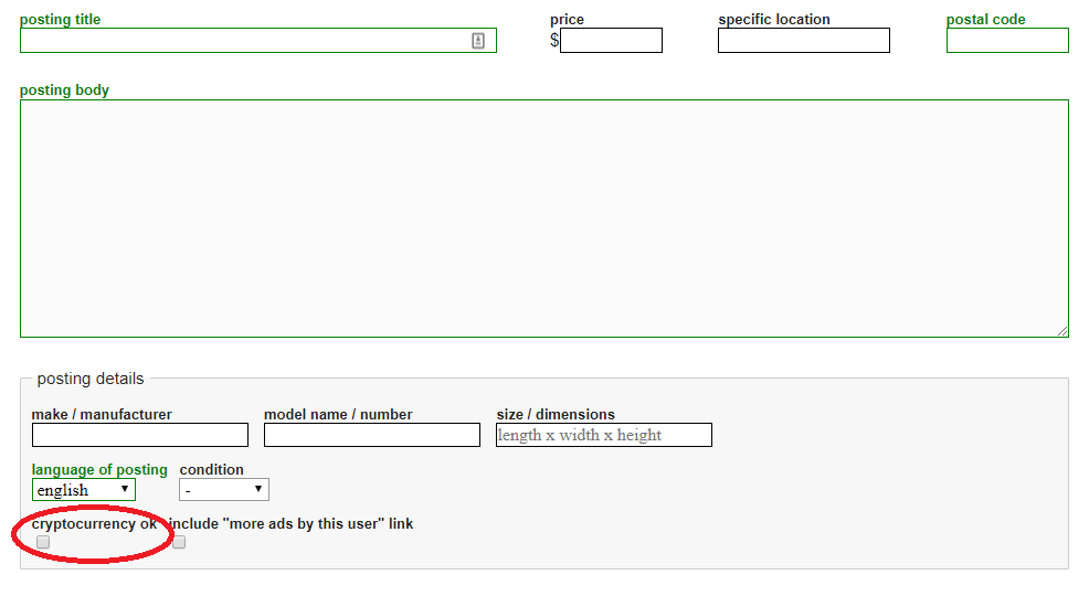 Craigslist - crypto option